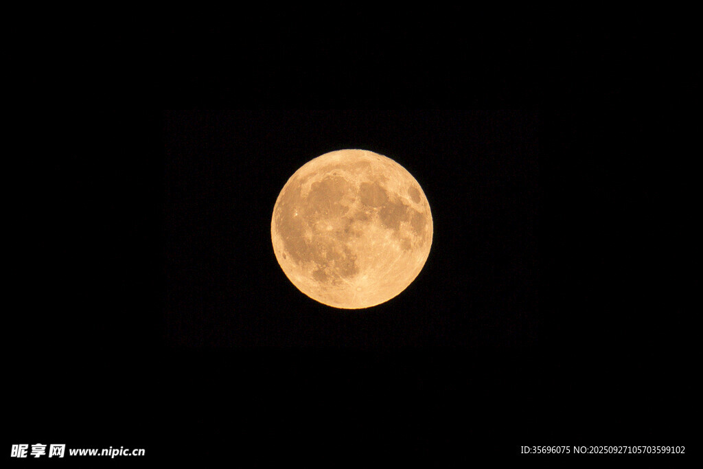 夜空中的金黃滿月