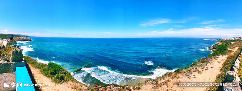 美麗海濱風光全景圖