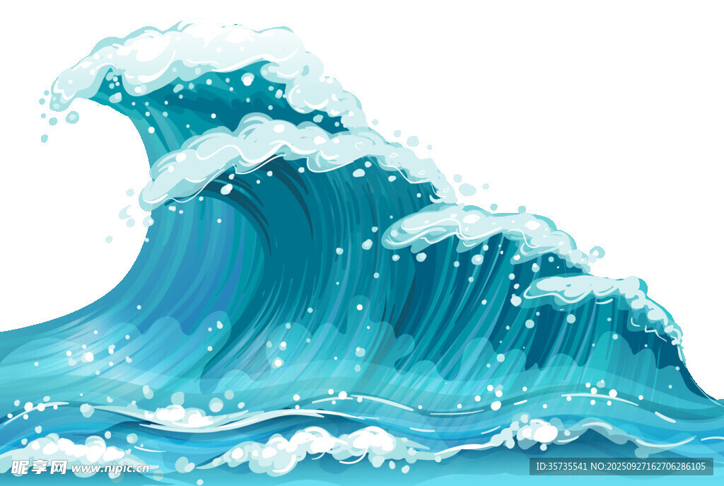 藍(lán)色洶涌海浪插畫(huà)