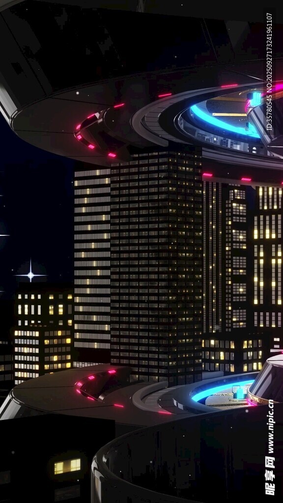 未來都市夜景科幻視覺呈現(xiàn)