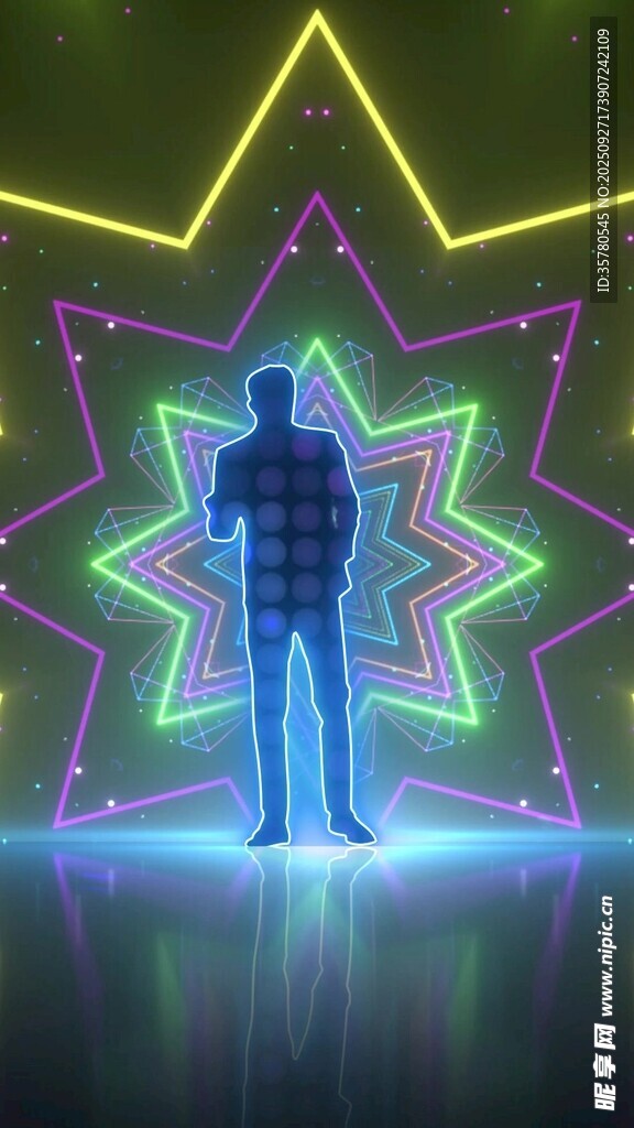 霓虹光影下的酷炫人形輪廓