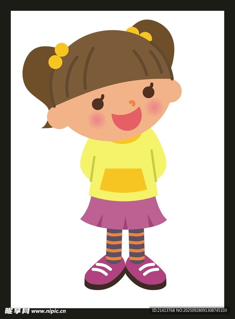 可愛(ài)扎雙辮小女孩