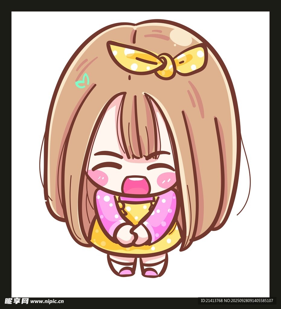 可愛卡通女孩開心模樣