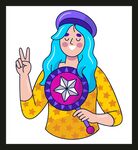女孩花扇