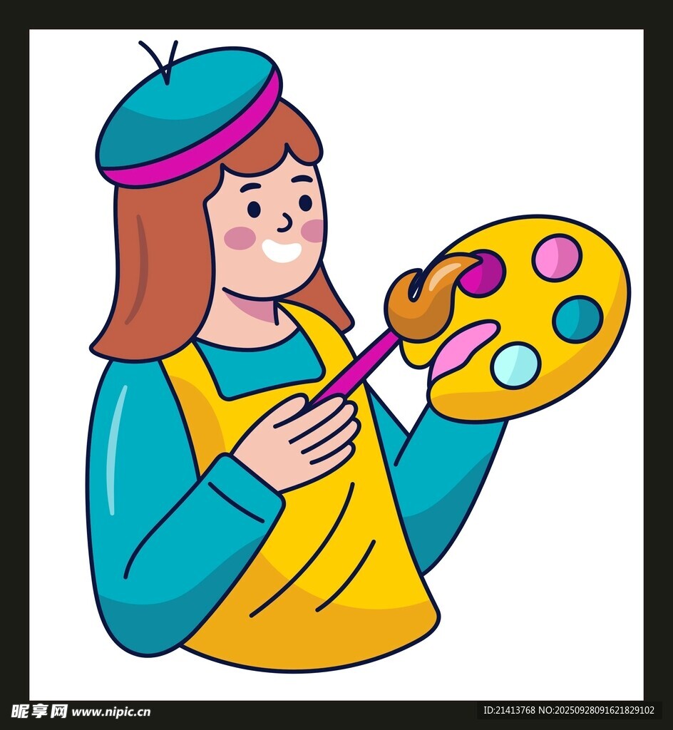 女畫(huà)家調(diào)色板