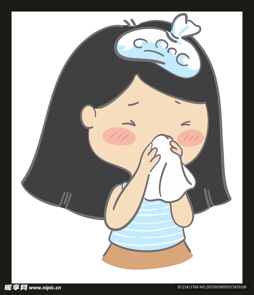 女孩生病
