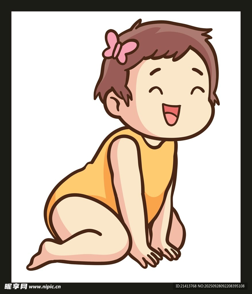 小女孩爬行