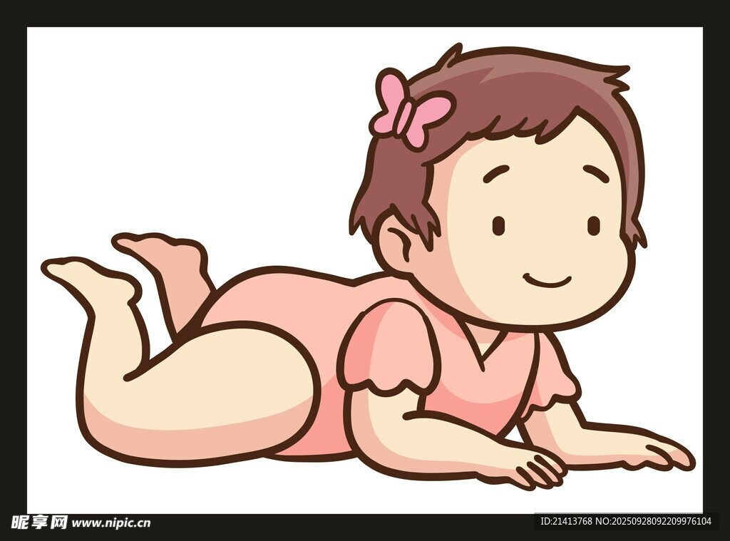女嬰趴著