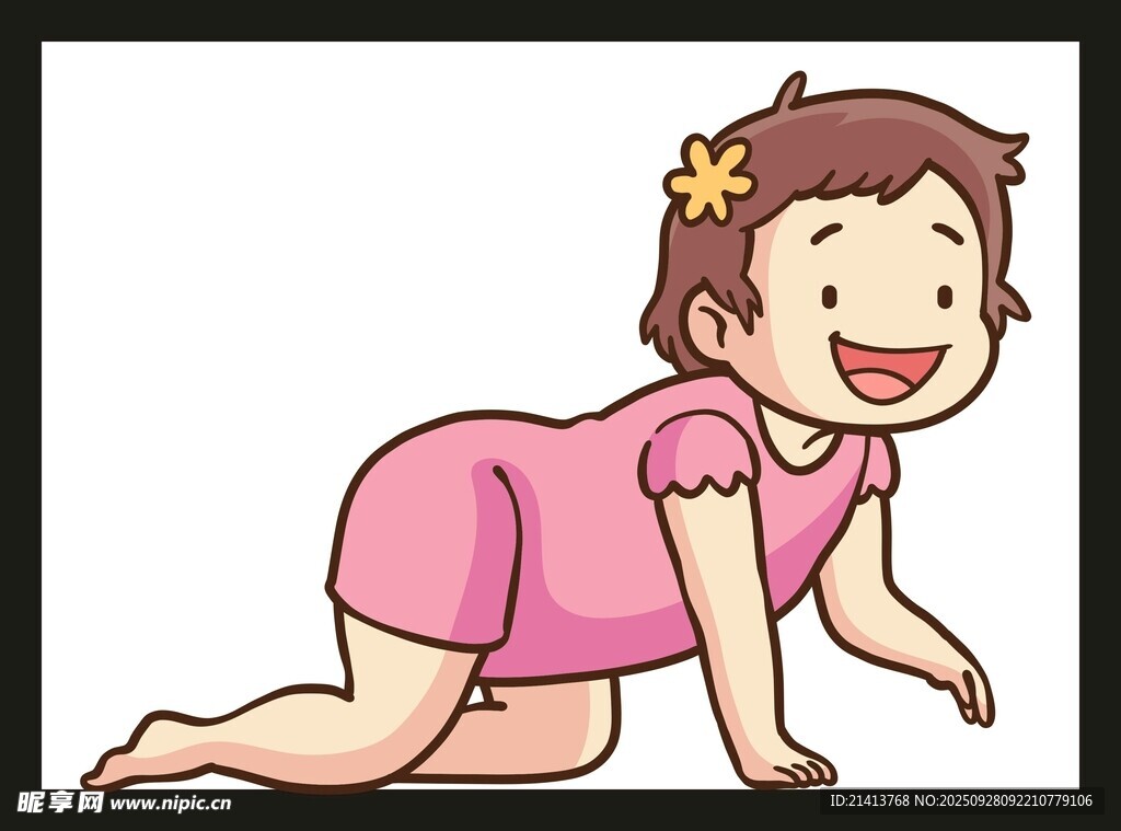 小女孩爬行