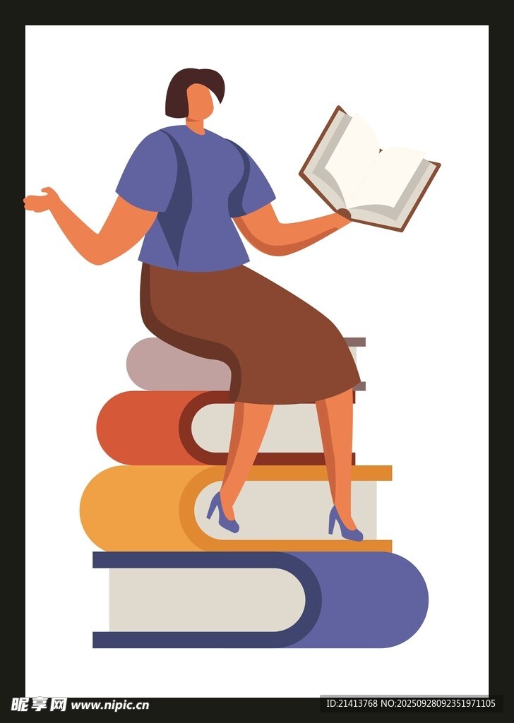 女孩書(shū)堆