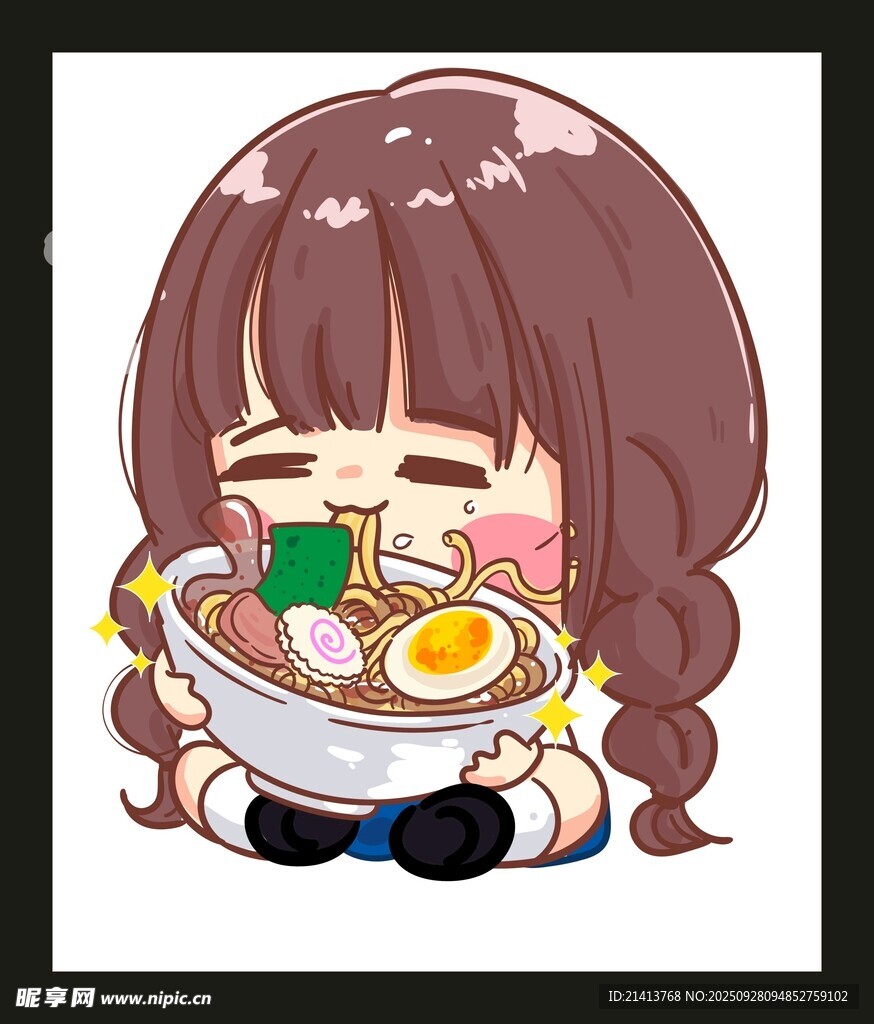 卡通女孩美食