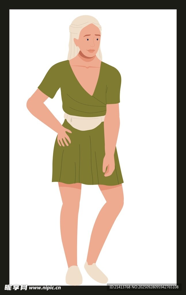 綠裙女性