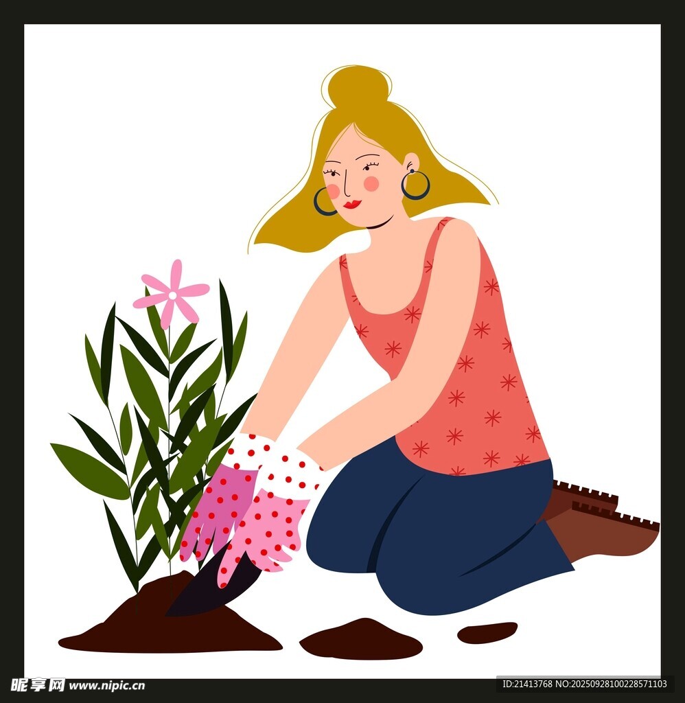 女子種花