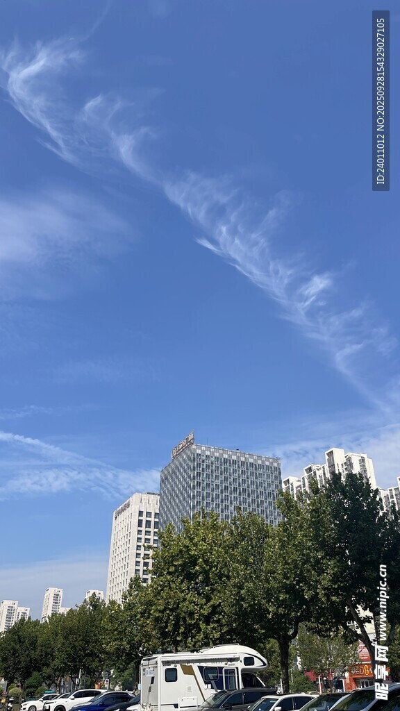 城市藍(lán)天綠樹景象