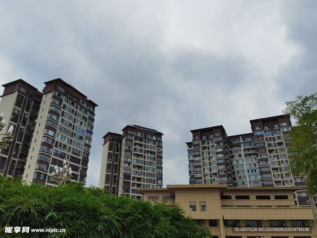 高層住宅樓群綠樹相伴