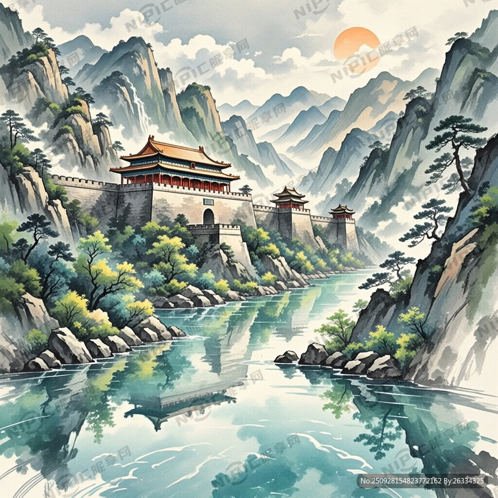 山谷 中國(guó)風(fēng) 中國(guó)畫 山水