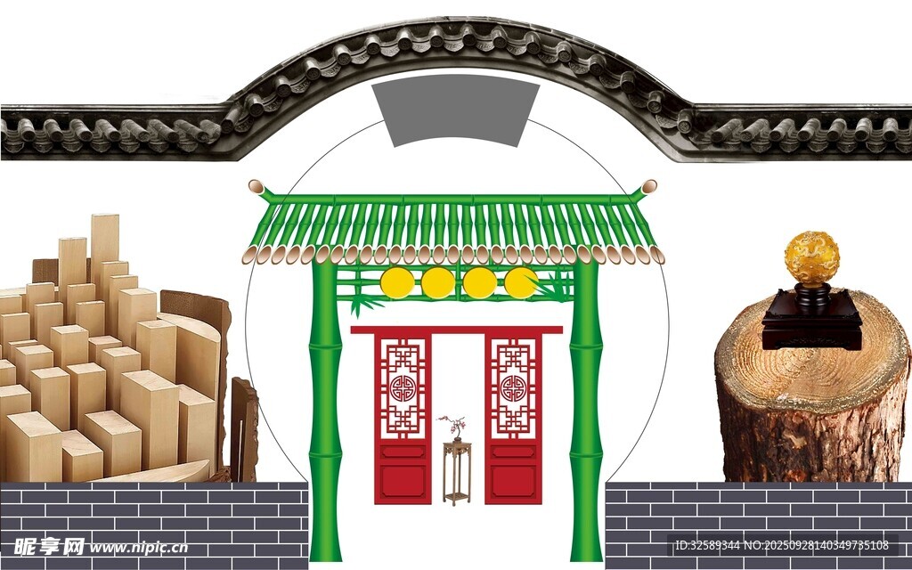 中式傳統(tǒng)店鋪與貨物場景