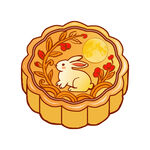 玉兔月餅插畫