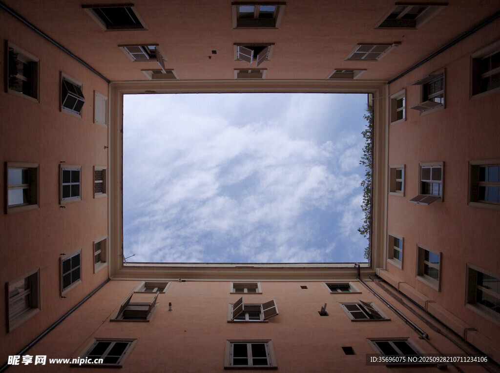 仰望樓宇間的一方天空