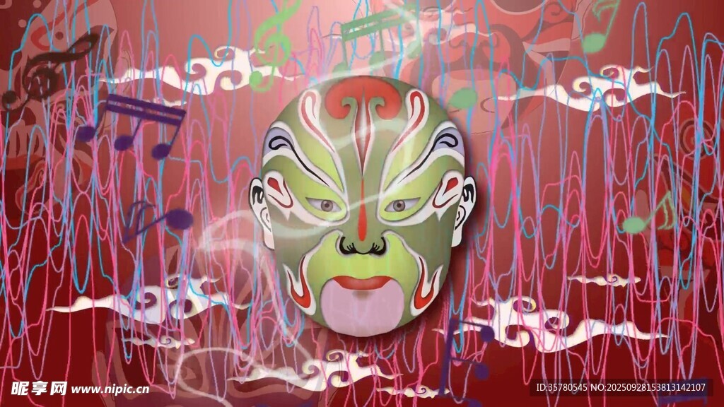 中式奇幻風(fēng)面具藝術(shù)圖案