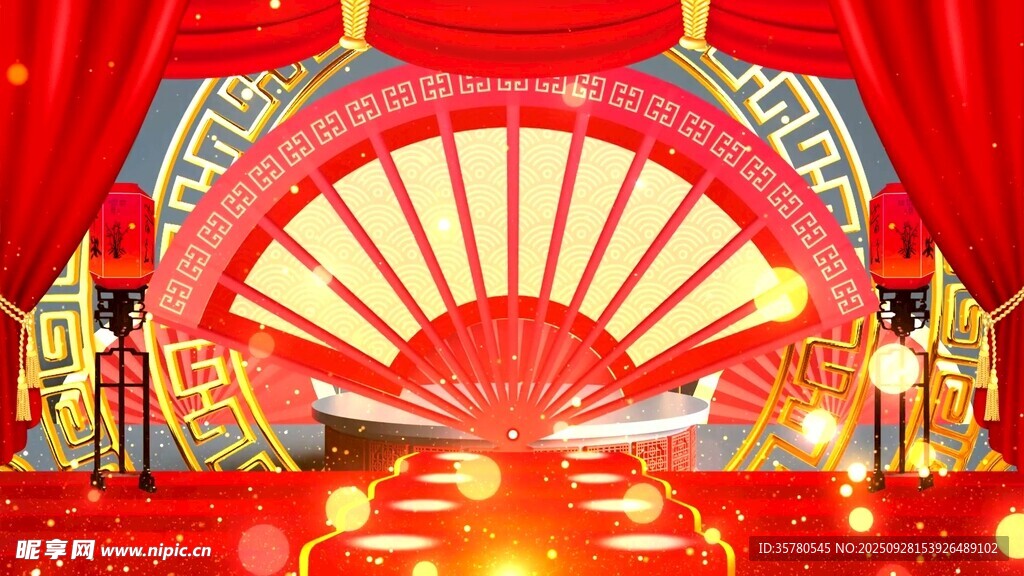 中式喜慶折扇裝飾場(chǎng)景