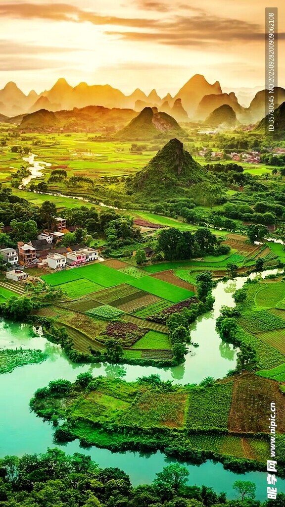 壯美山水田園風(fēng)光圖