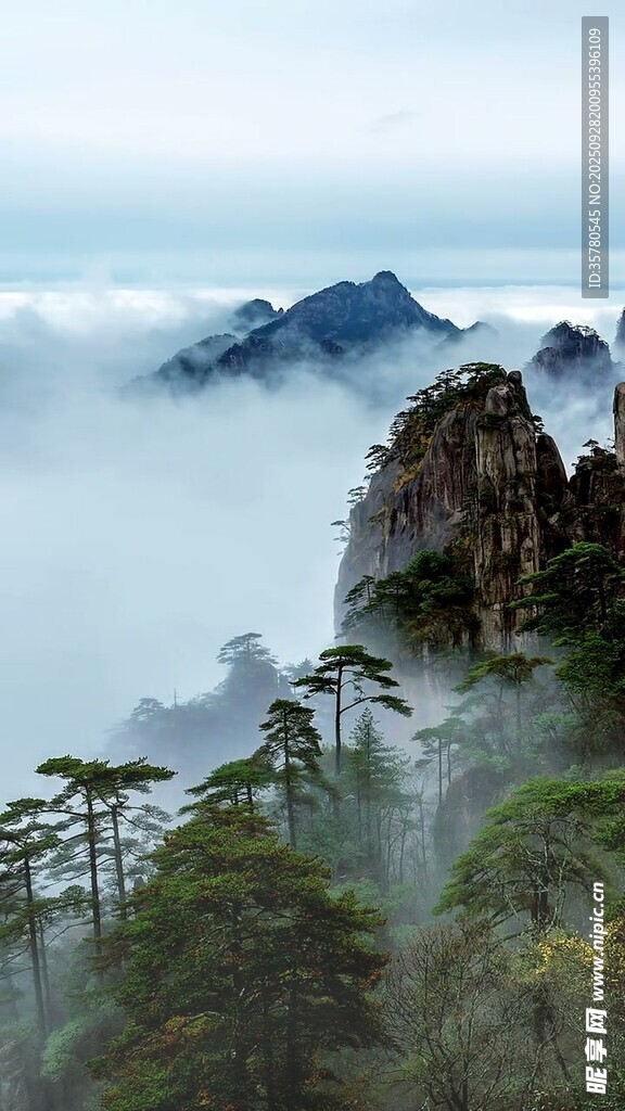 云霧繚繞的壯美山景
