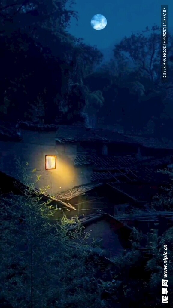 月夜下的露營燈光