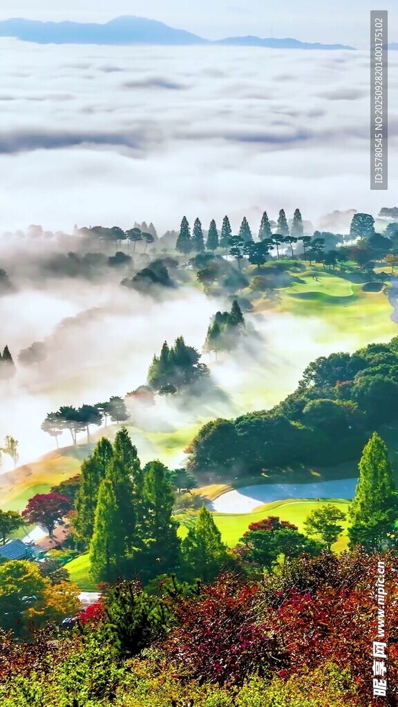 山間云霧繚繞的美麗景致