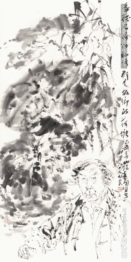 水墨山水人物古風(fēng)畫作