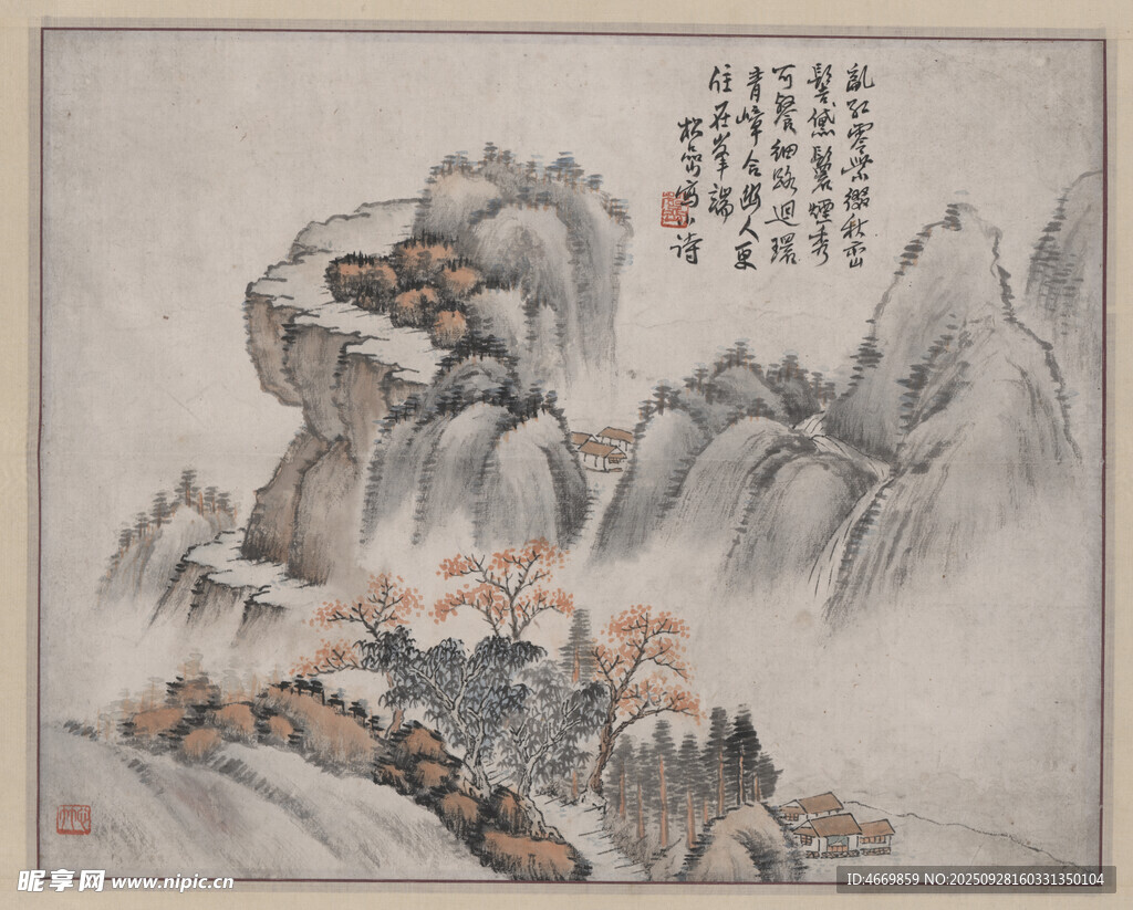 水墨山水國畫風景圖