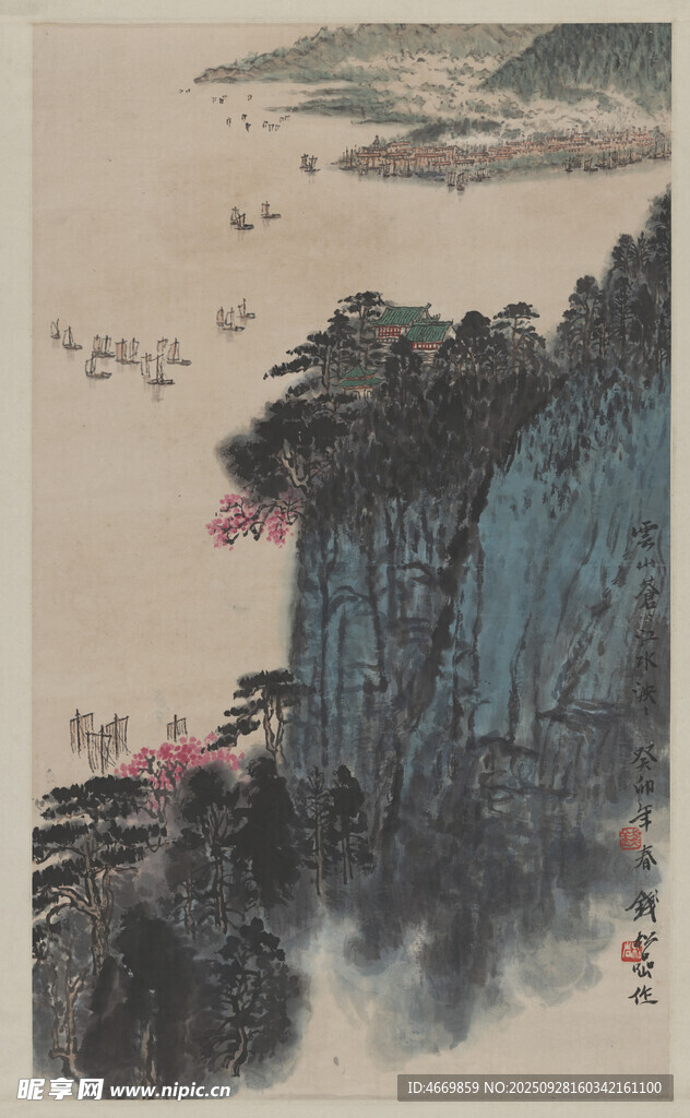 水墨山水畫作意境悠遠(yuǎn)