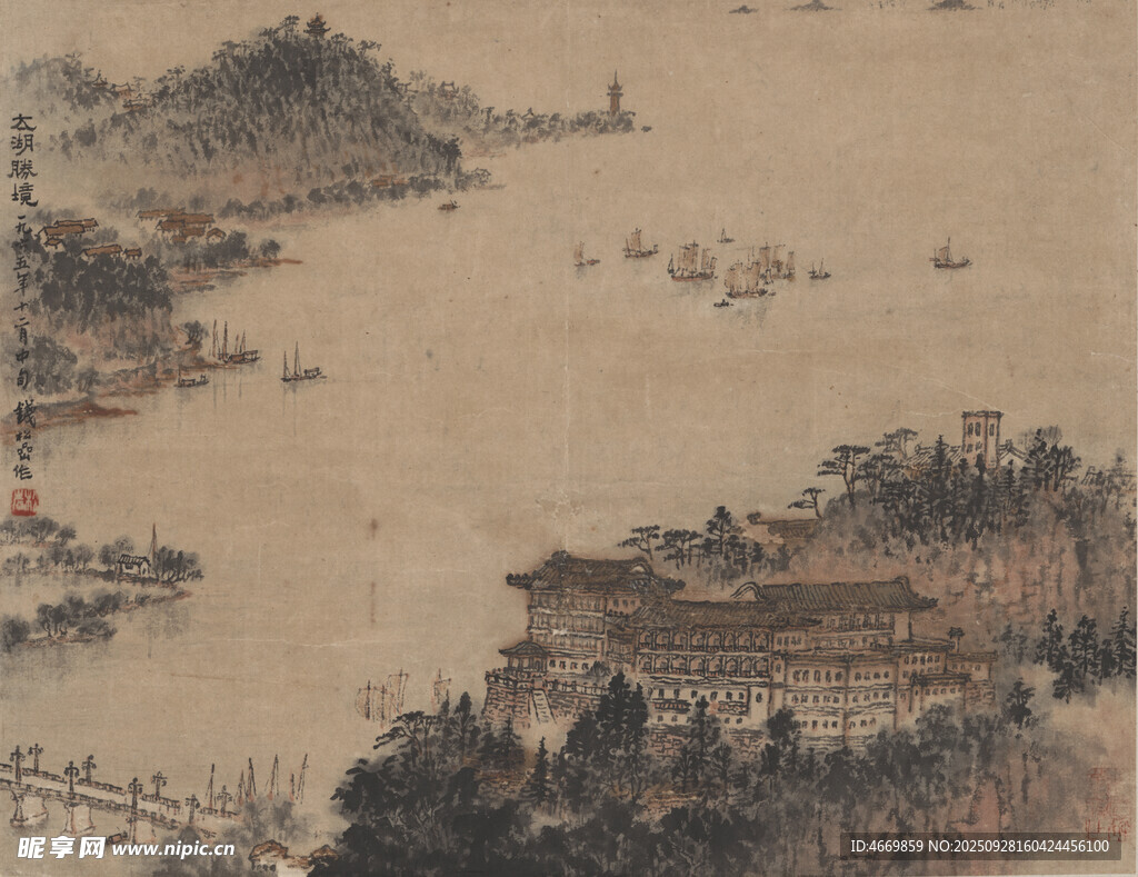 古代山水樓閣風(fēng)景圖