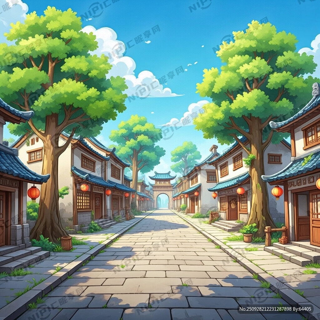 卡通可愛風(fēng)格 古代街道街景