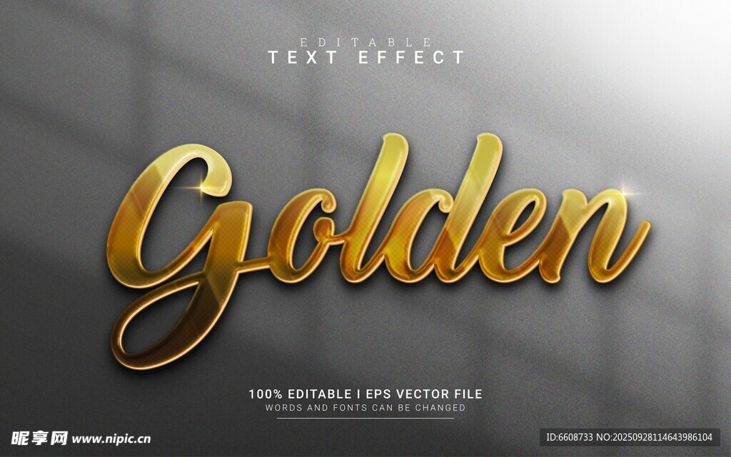 金色立體英文Golden
