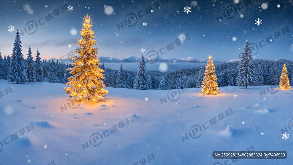 北歐 圣誕 冰雪 金色 雪花