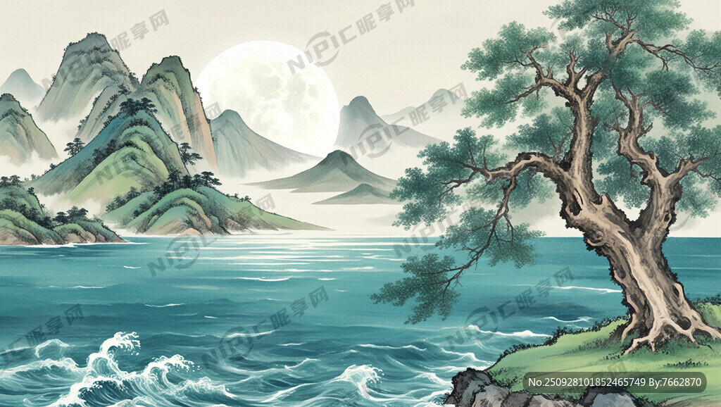 清風(fēng)、明月、大海、古樹