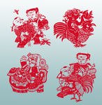 傳統(tǒng)剪紙人物與動(dòng)物圖案