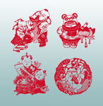 傳統(tǒng)剪紙風(fēng)新年吉祥圖案