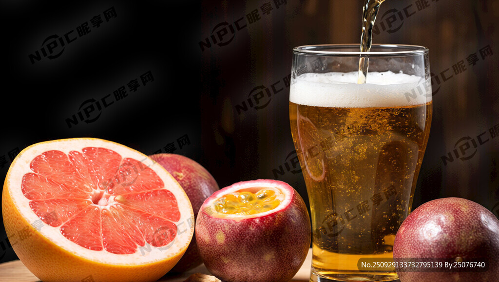 西柚 百香果 精釀啤酒 高腳杯