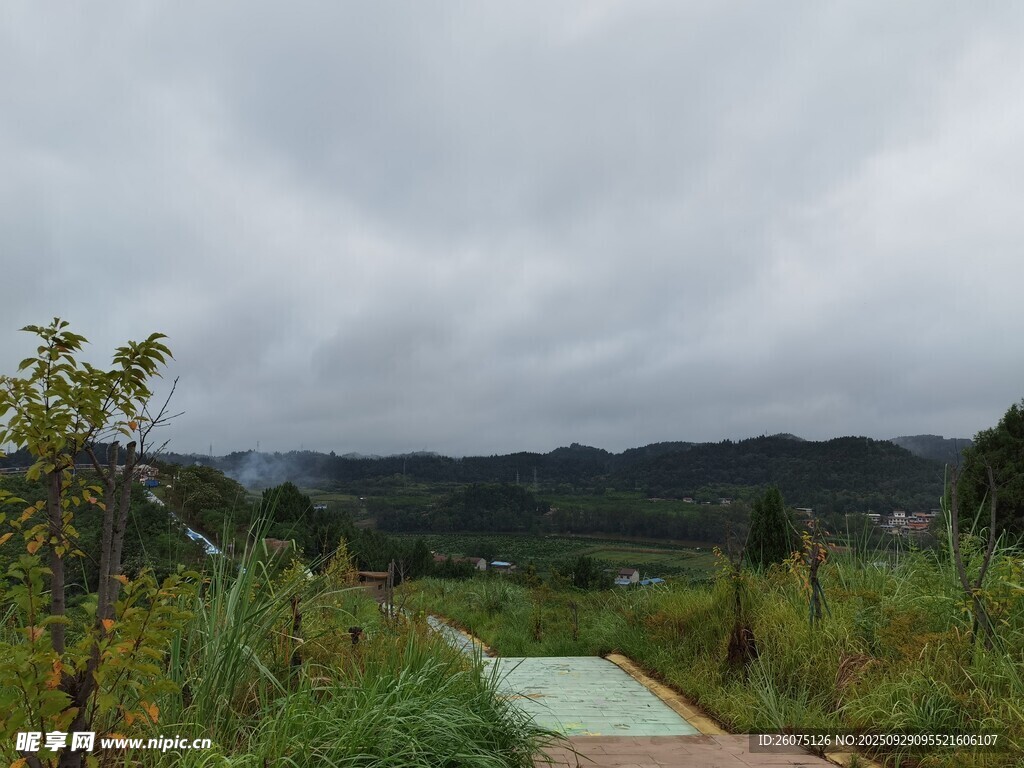 山間步道云霧繚繞之景