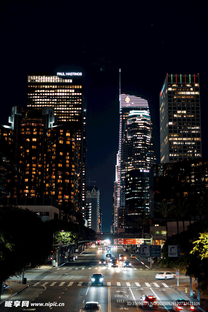都市璀璨夜景車流穿梭