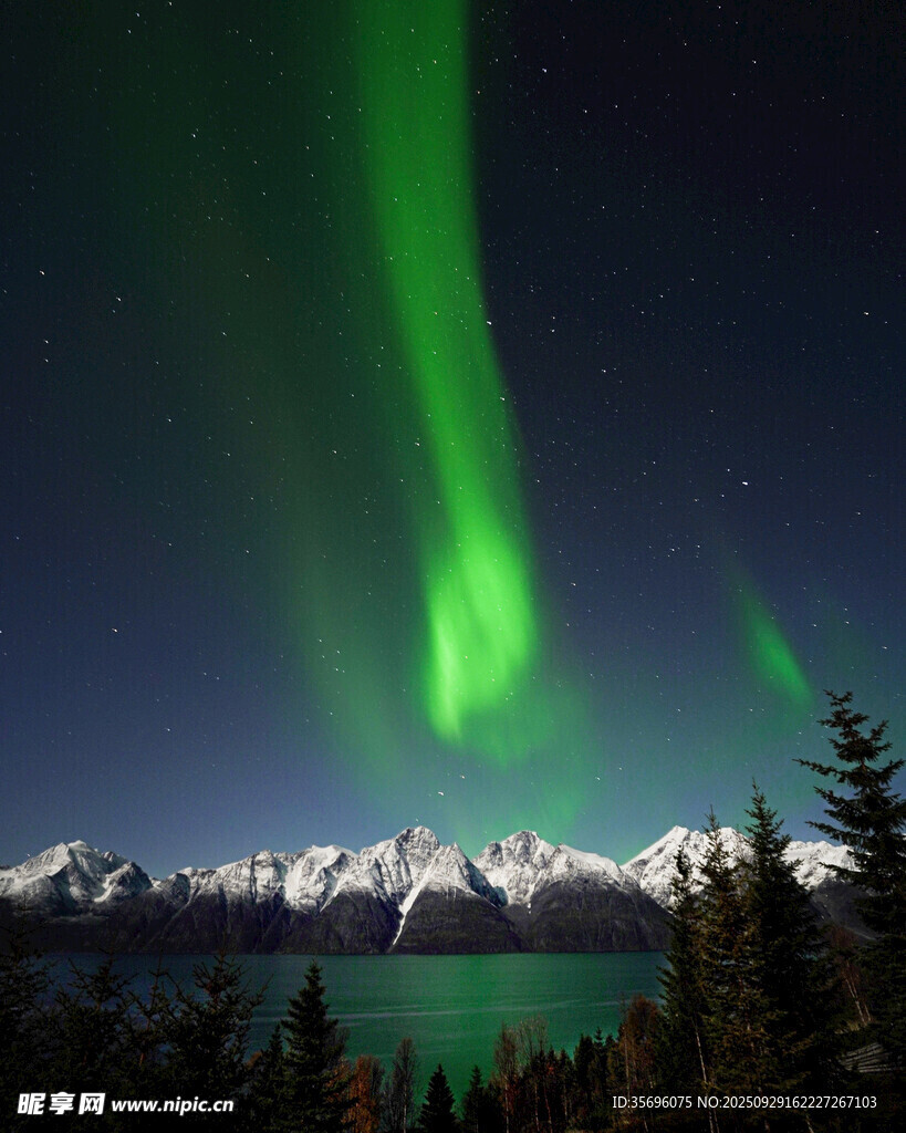 夜空下的絢爛極光美景