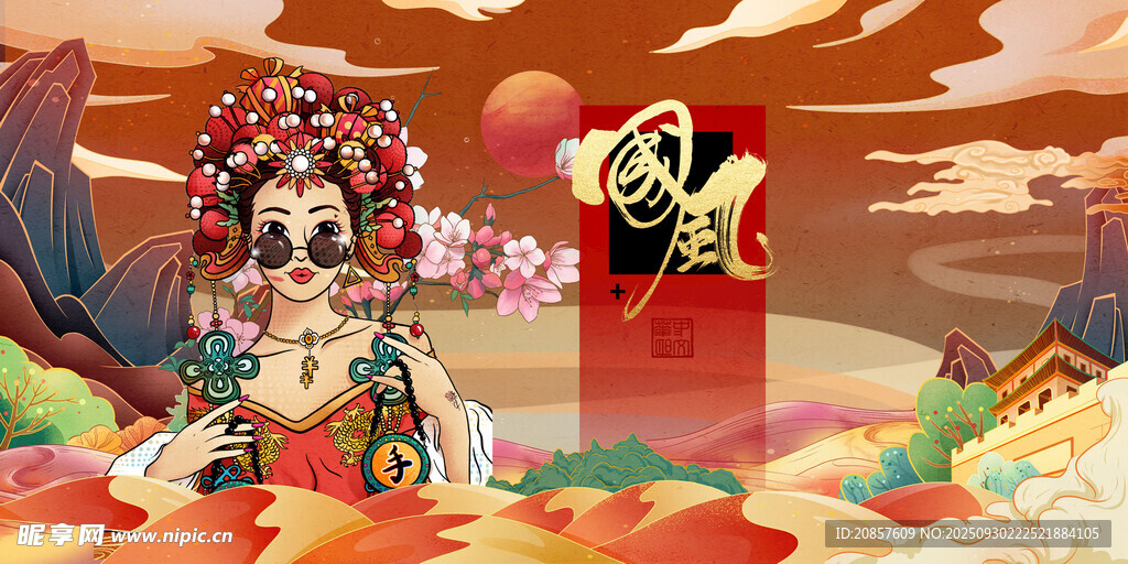 國(guó)風(fēng)戲曲人物喜慶場(chǎng)景