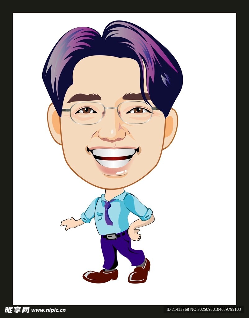 卡通風(fēng)格微笑男士形象