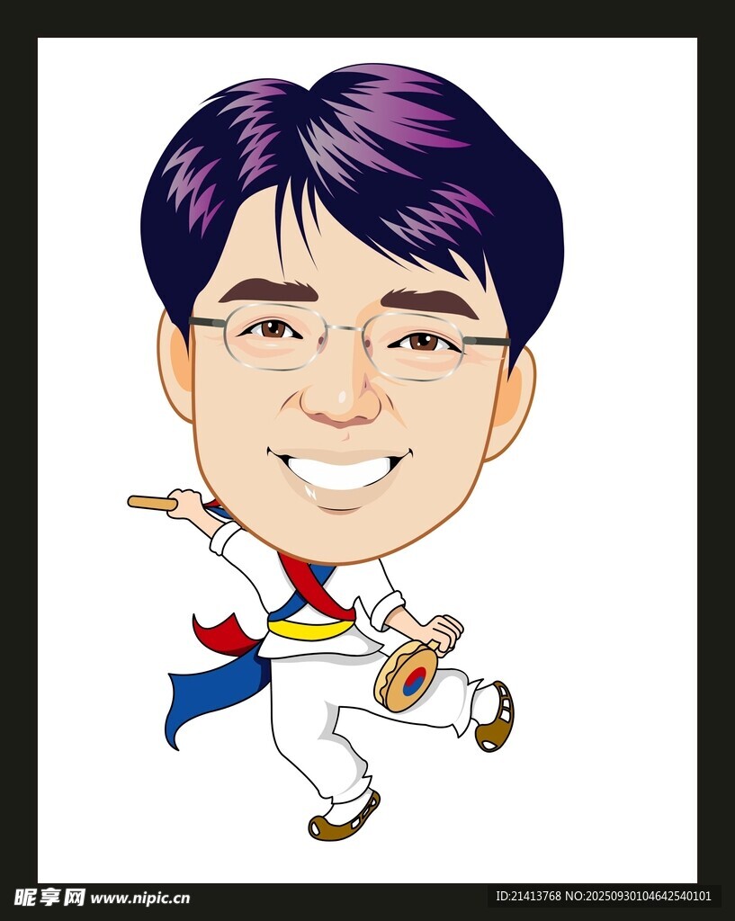 吹笛男子卡通形象