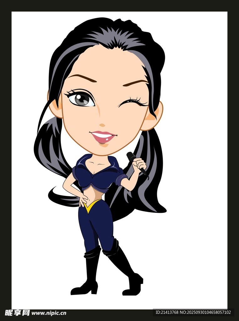 俏皮雙馬尾卡通女孩