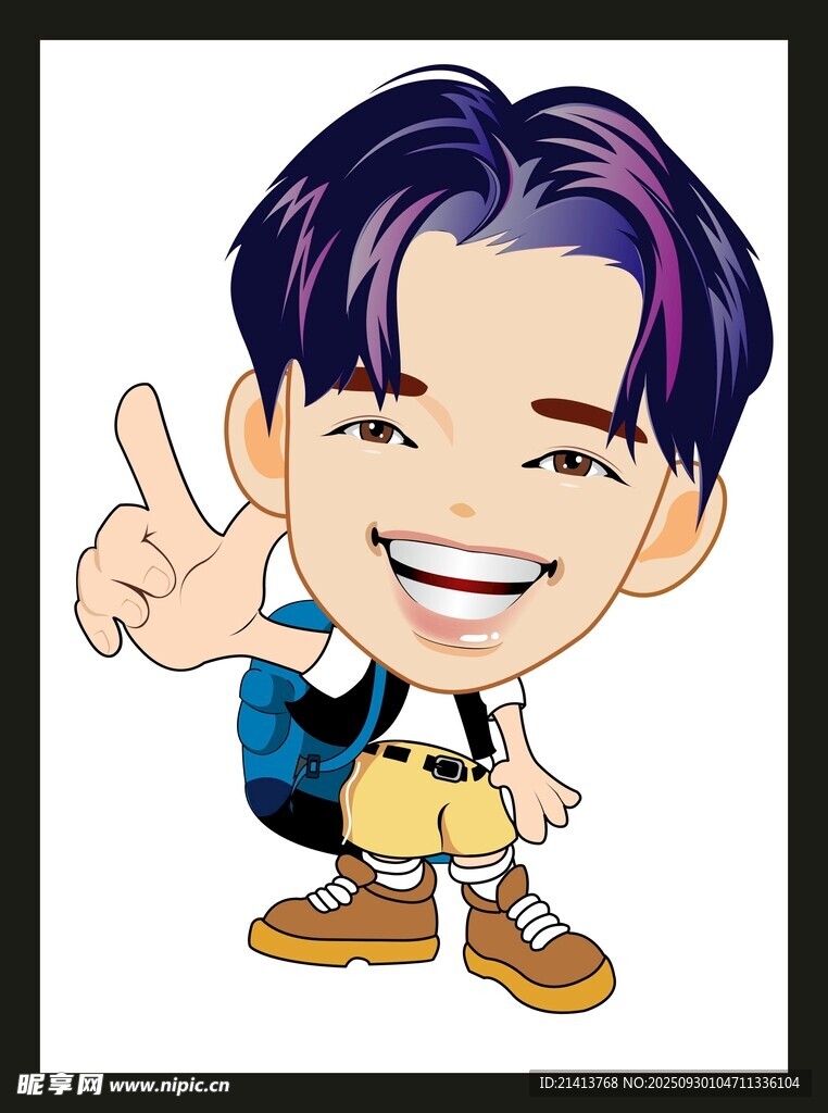 背著書包的可愛卡通男孩
