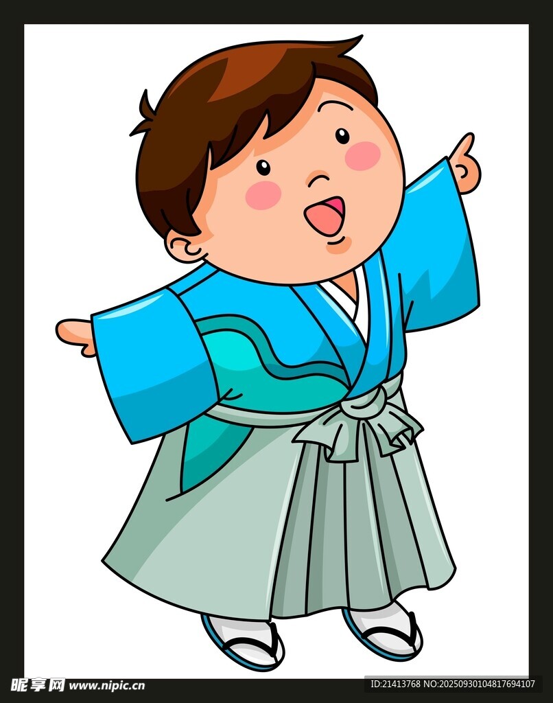 穿和服的歡快小男孩