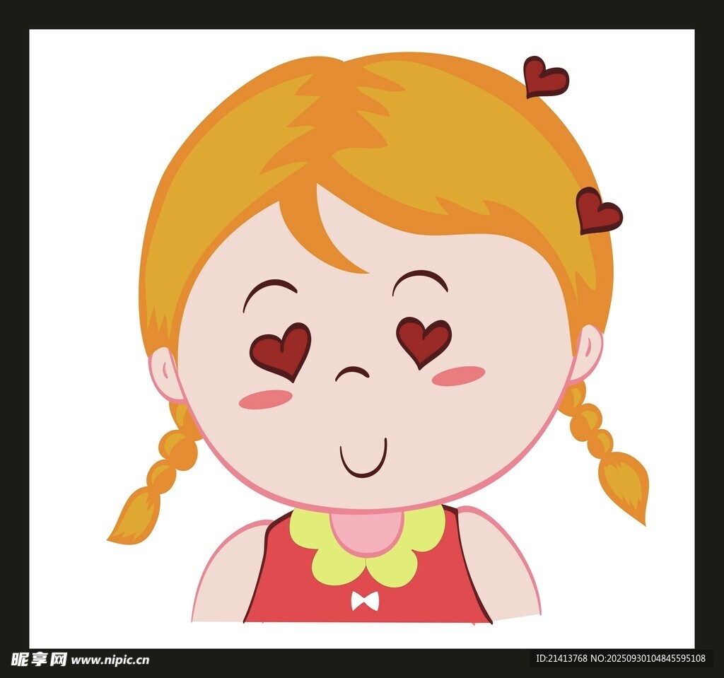 扎辮萌娃雙頰愛心超可愛
